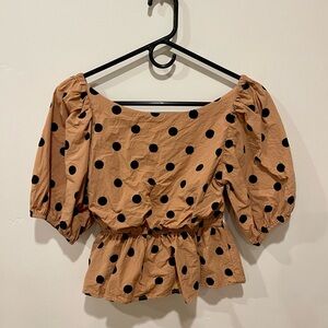 Polka‎ Dot Puff Sleeve Top